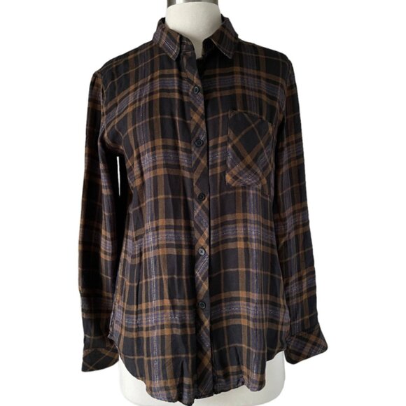 Rails Women's Metallic Camel, Black Lurex HUNTER Shirt, Size Medium - Picture 4 of 9
